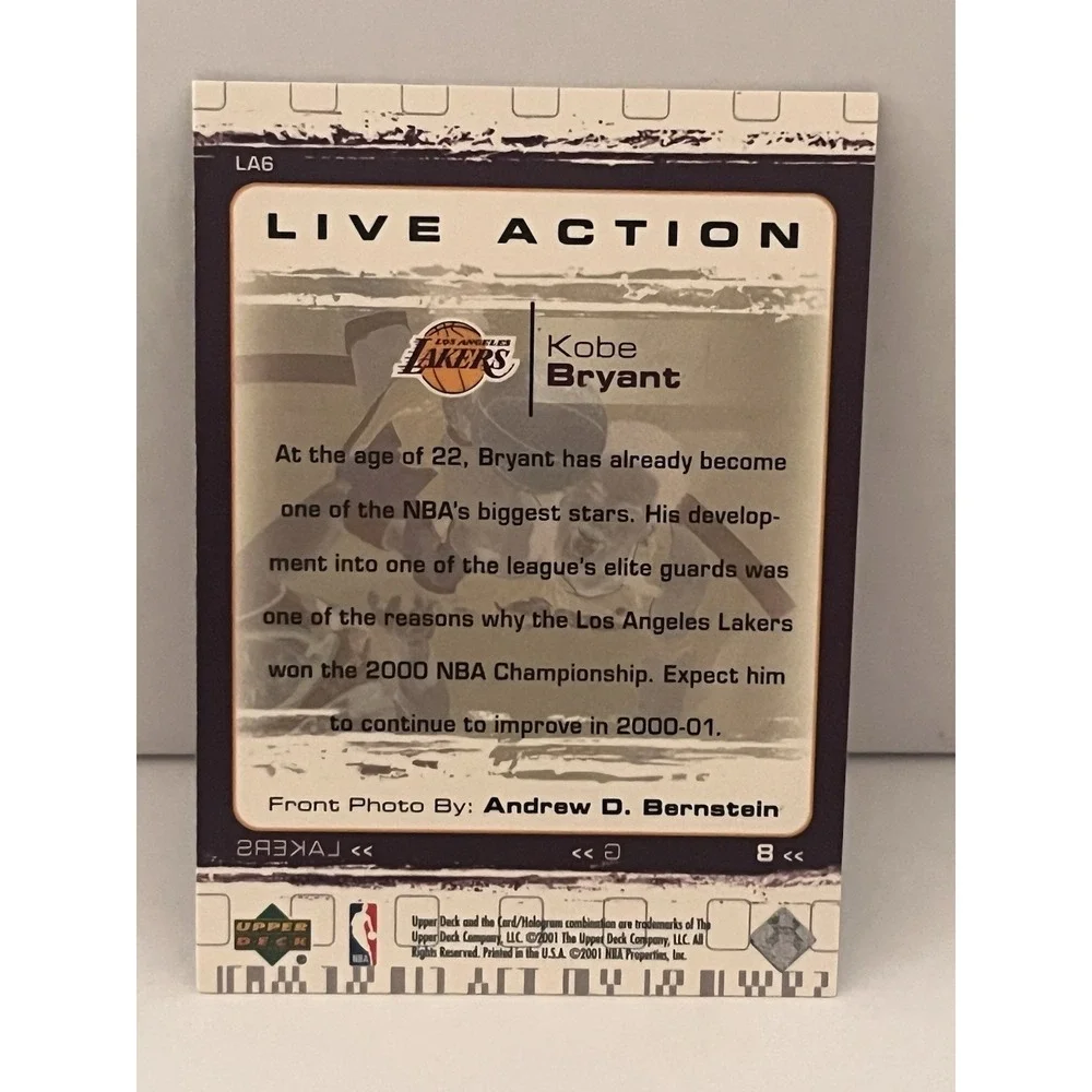 Upper Deck Kobe Bryant Trading Card NBA OS Purple Excellent Live Action LA6
